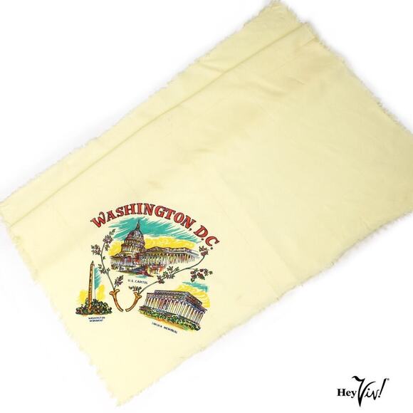 Vintage Washington DC Souvenir Scarf Capitol Memorial Monuments 27x29 - Hey Viv - Picture 3 of 4